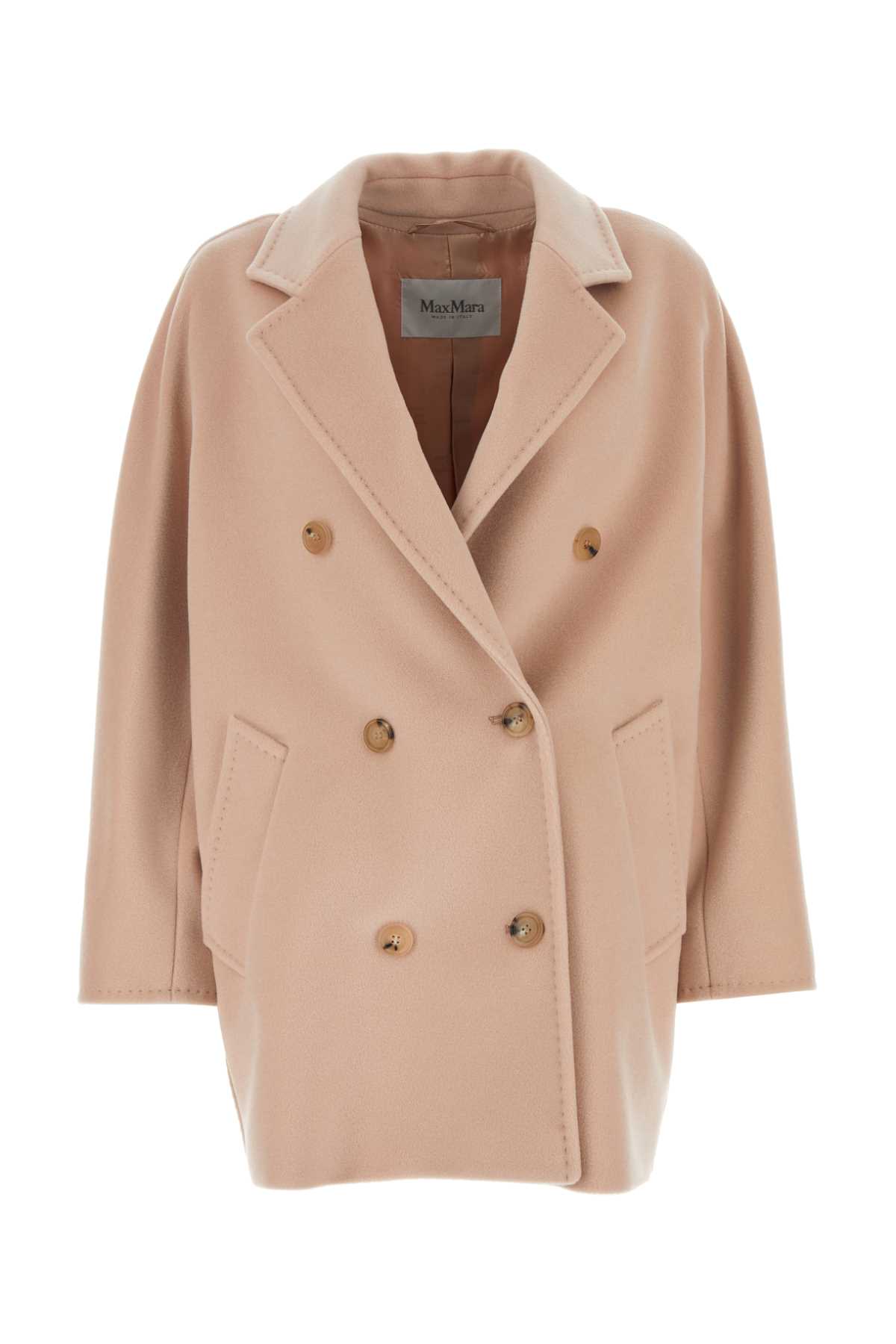 Shop Max Mara Pastel Pink Wool Blend Rebus Coat