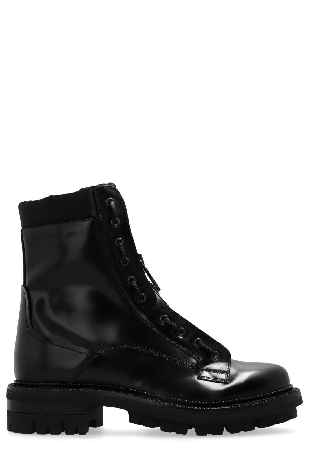 Army Zip-detailed Combat Ankle Boots