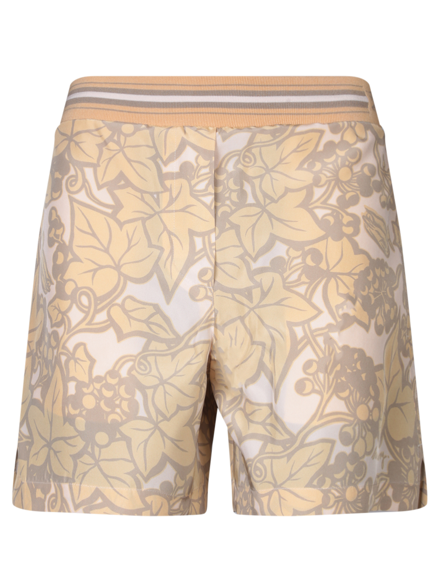 Beige Silk Shorts With Print