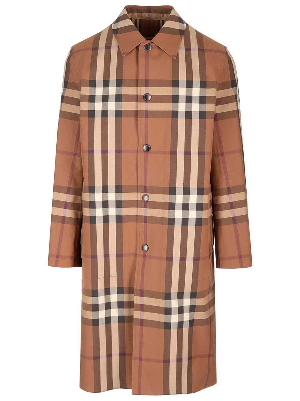 Reversible Trench Coat With Check Motif