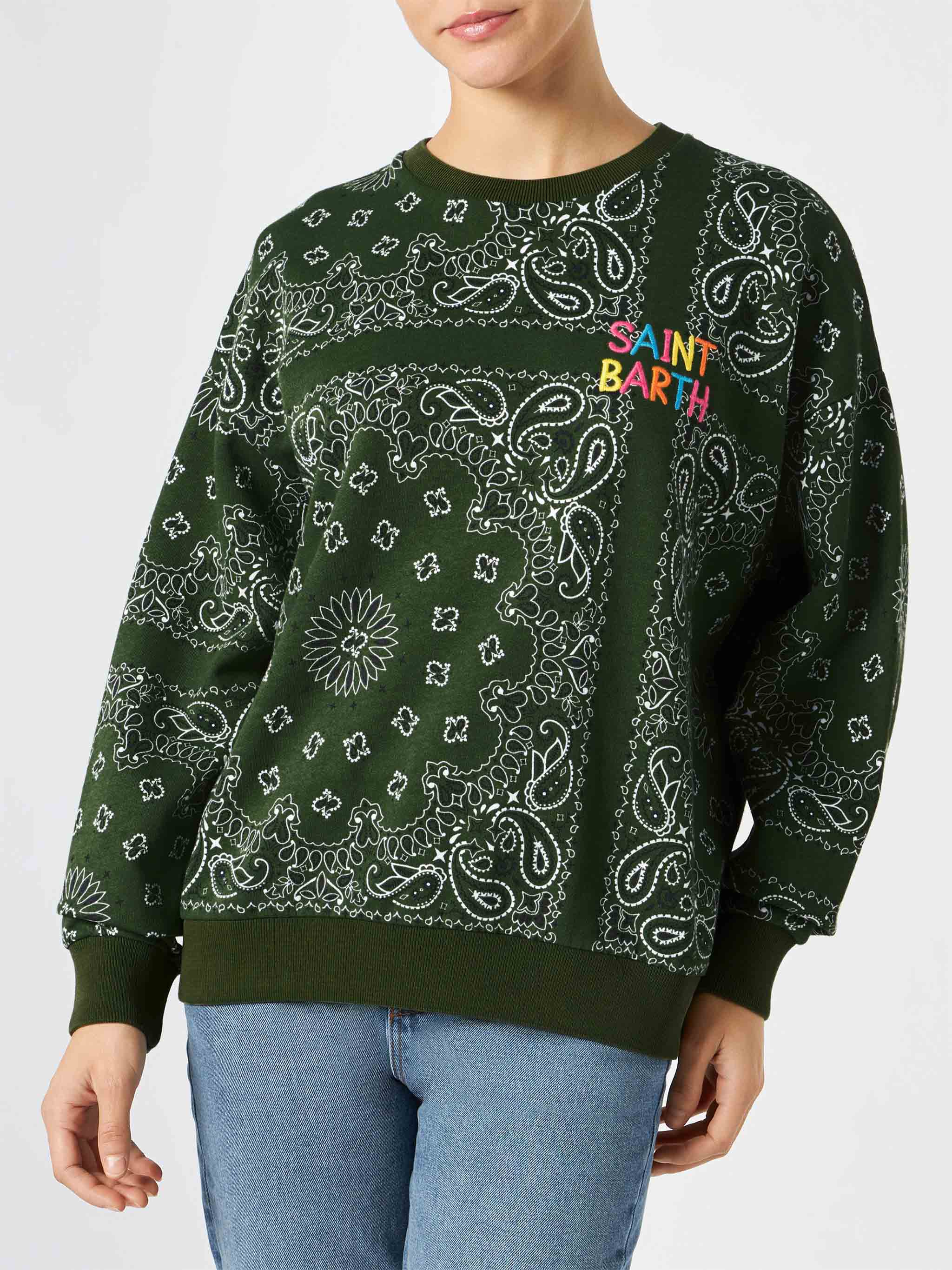 Woman Sweatshirt With Bandanna Print