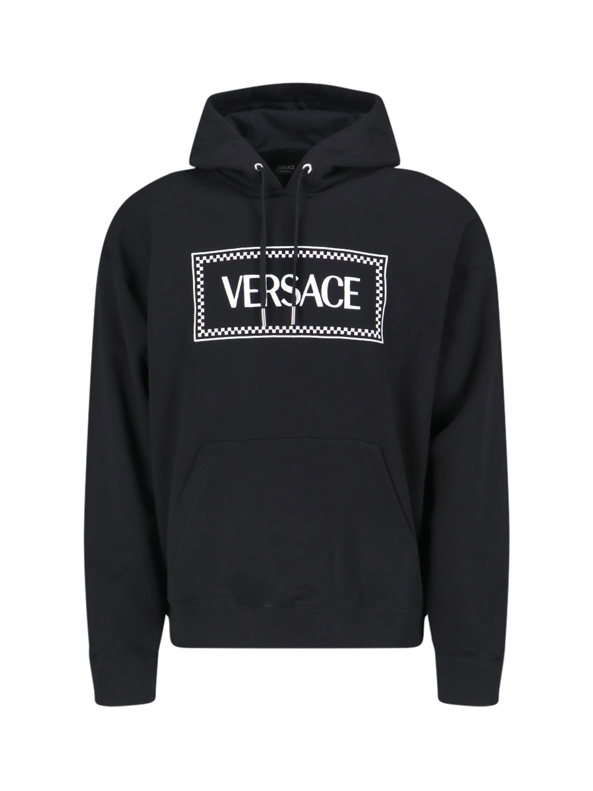 Black Hoodie With Contrasting Logo Lettering Print In Cotton Man