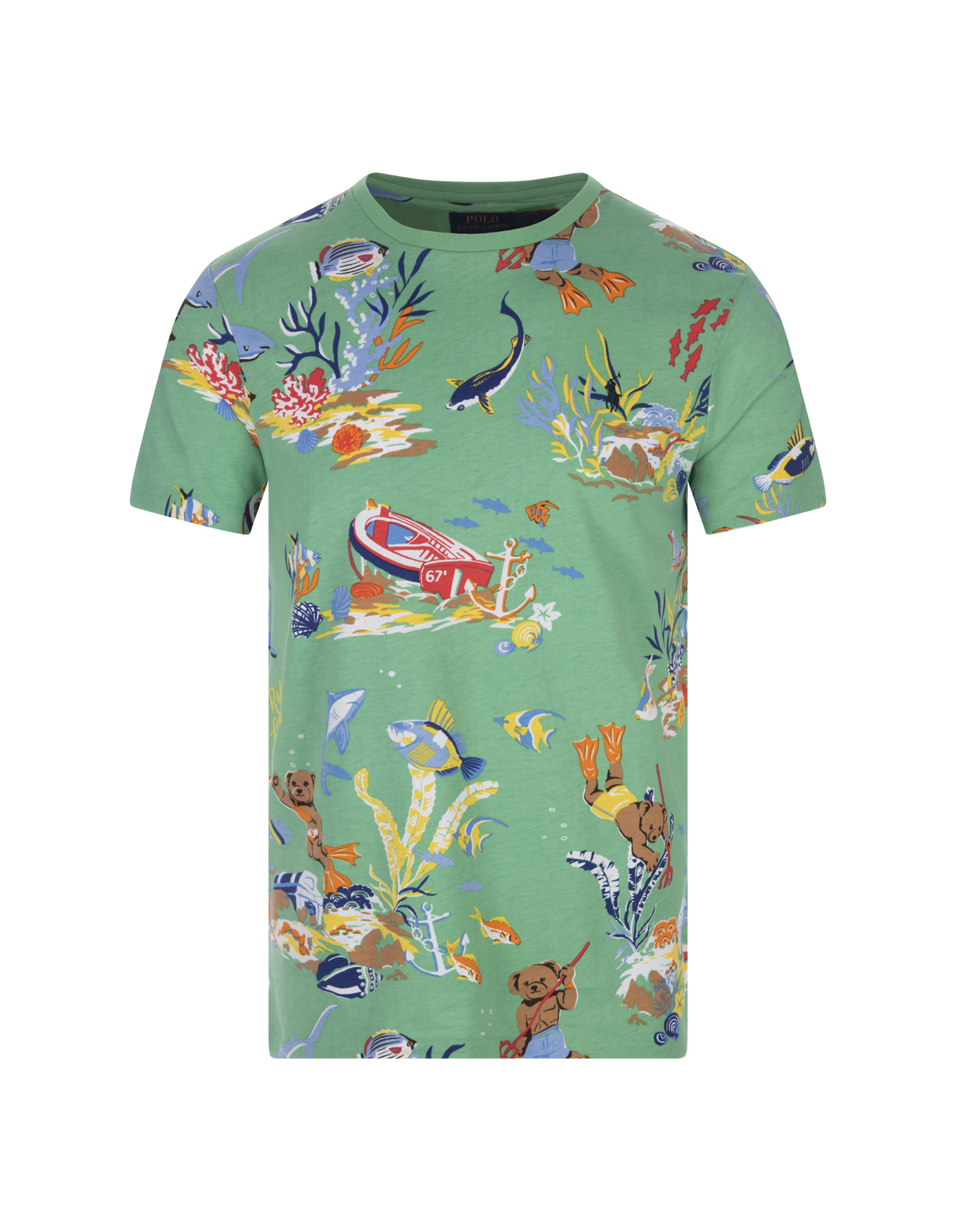 Custom Slim-fit T-shirt With Polo Bear In The Ocean Print