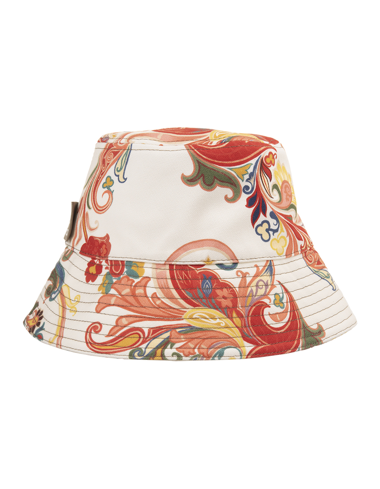 White Bucket Hat With Paisley Print