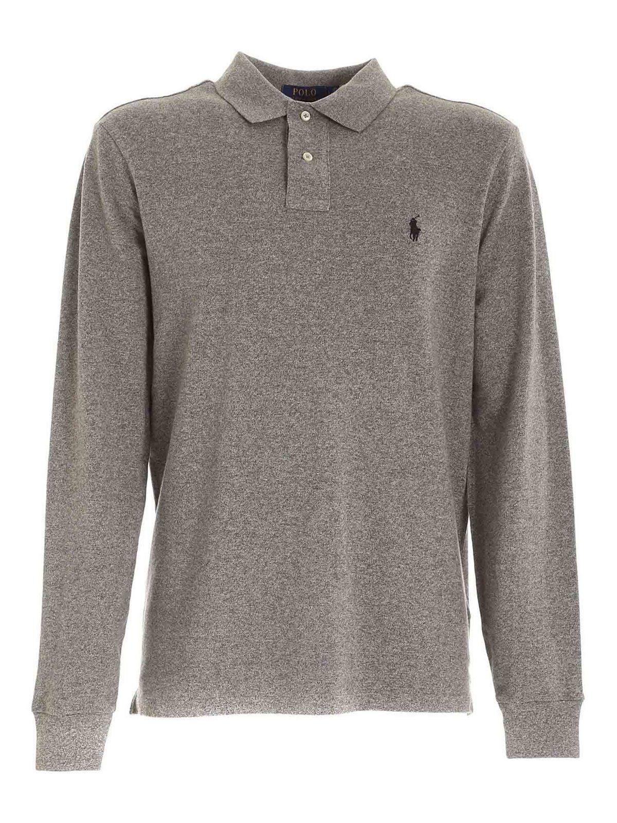 Logo Embroidered Long-sleeved Polo Shirt