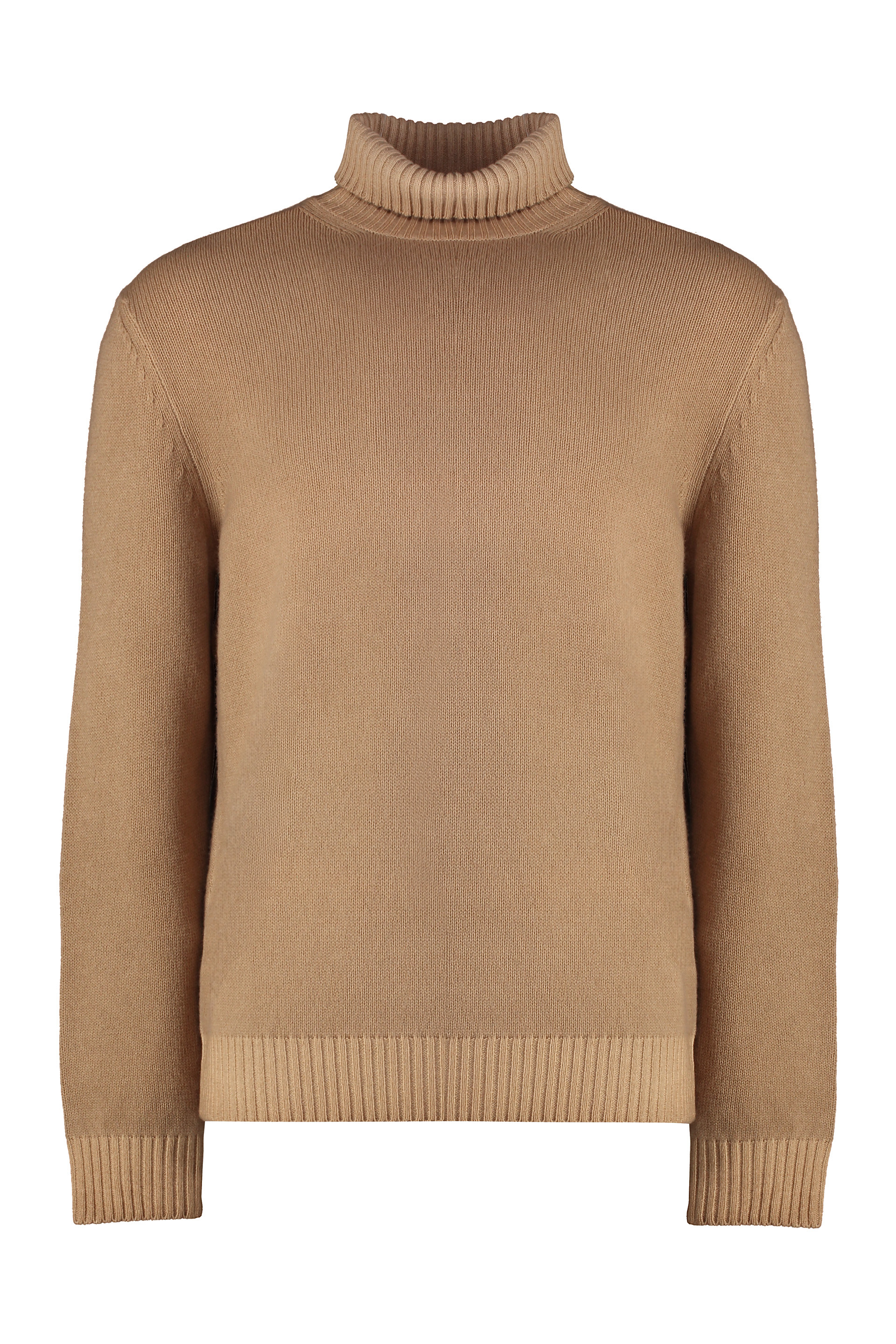 Malo Man Turtleneck Camel Size 40 Cashmere In Beige