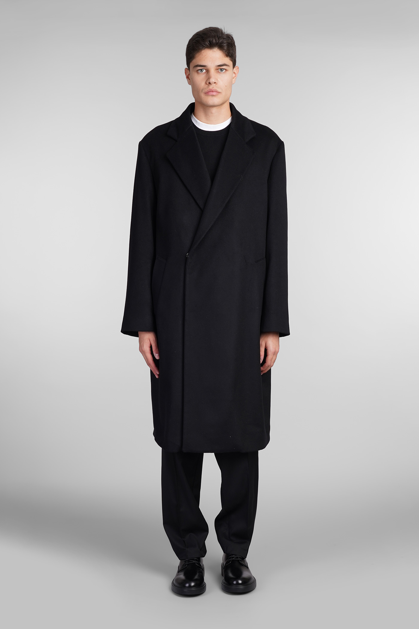 Tristan Coat In Black Wool