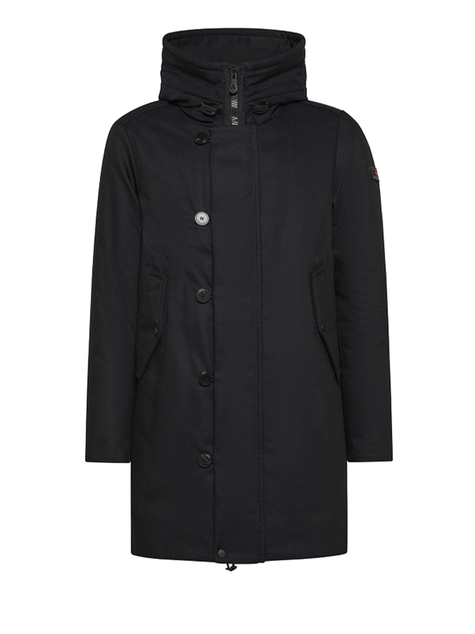 Black Parka In Resistant Fabric