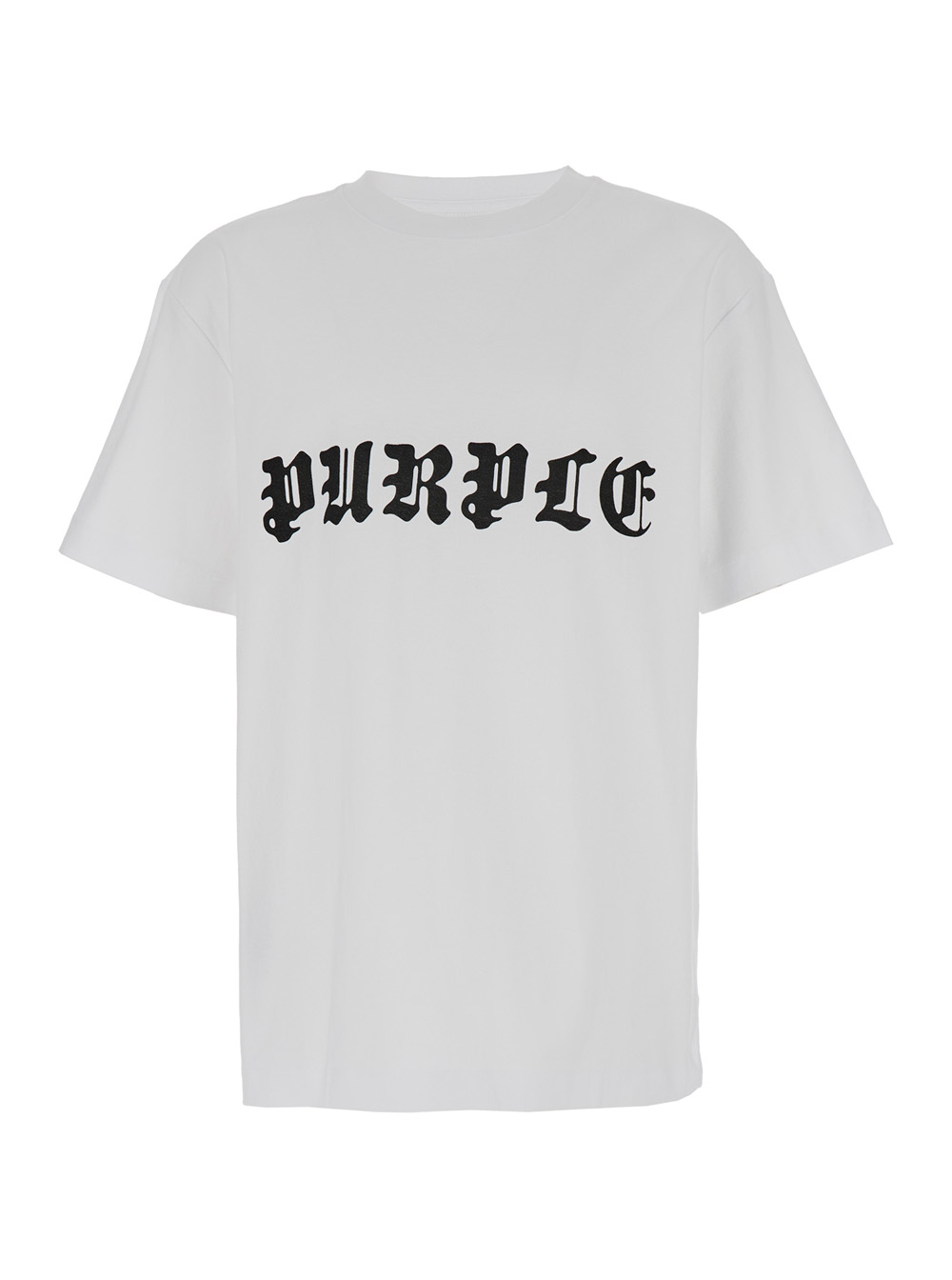 White T-shirt With Gothic Logo Lettering Print In Jersey Man