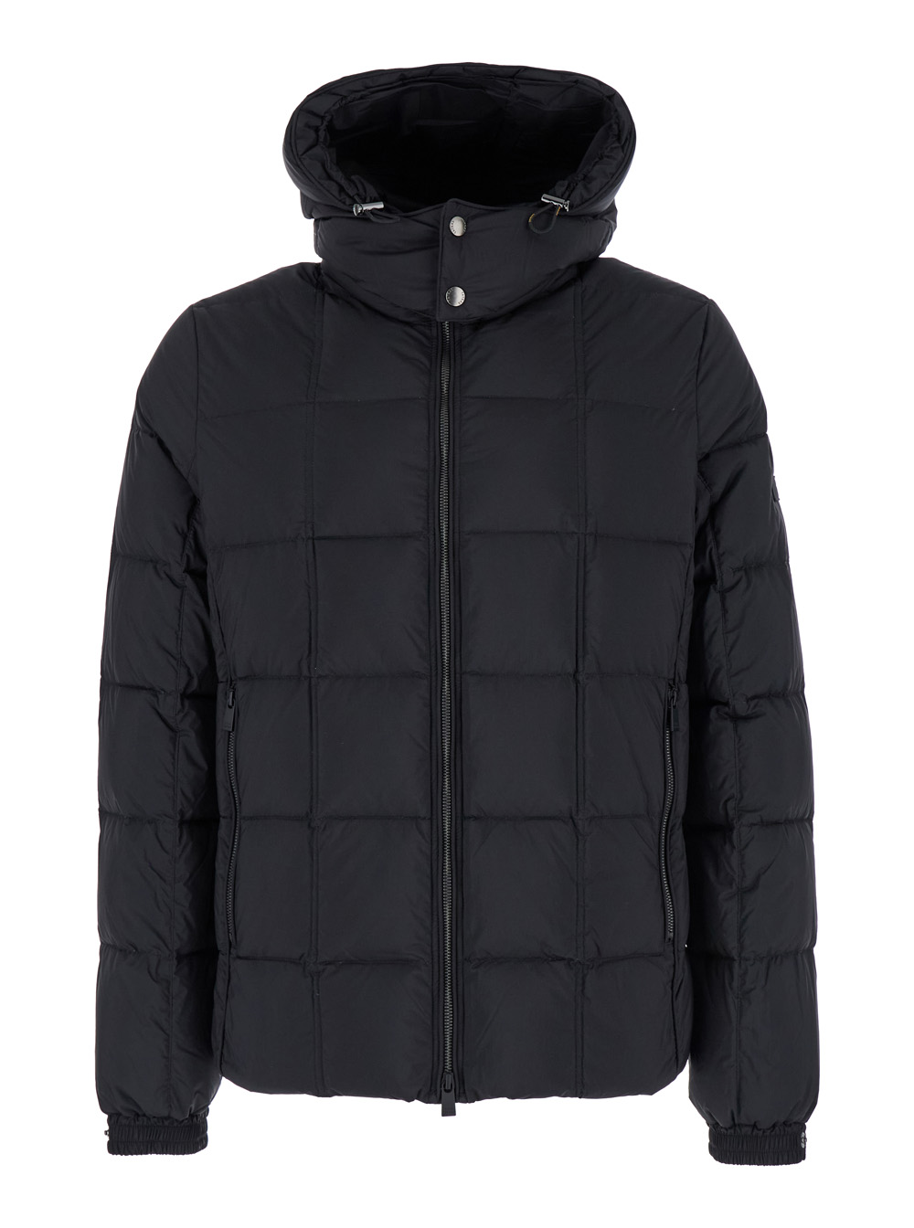 gesso Black Quilted Down Jacket With Detachable Hood In Nylon Man