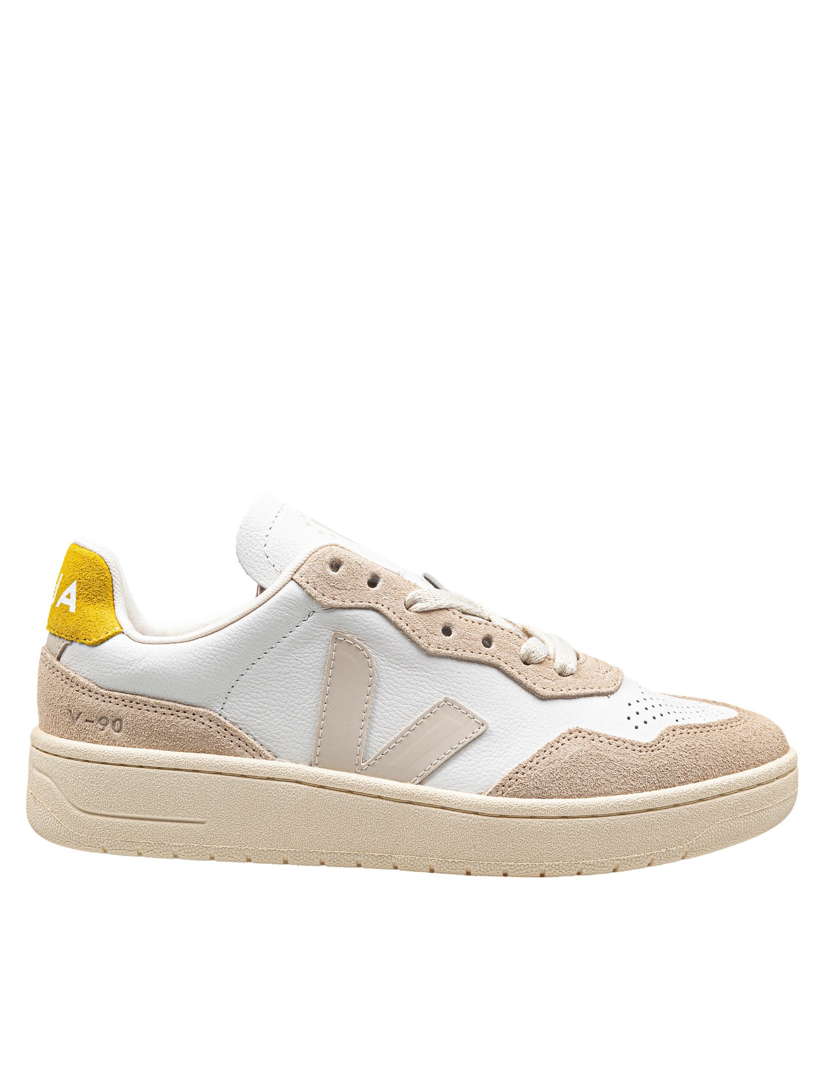 Sneakers V 90 In Leather And Suede Color White/yellow