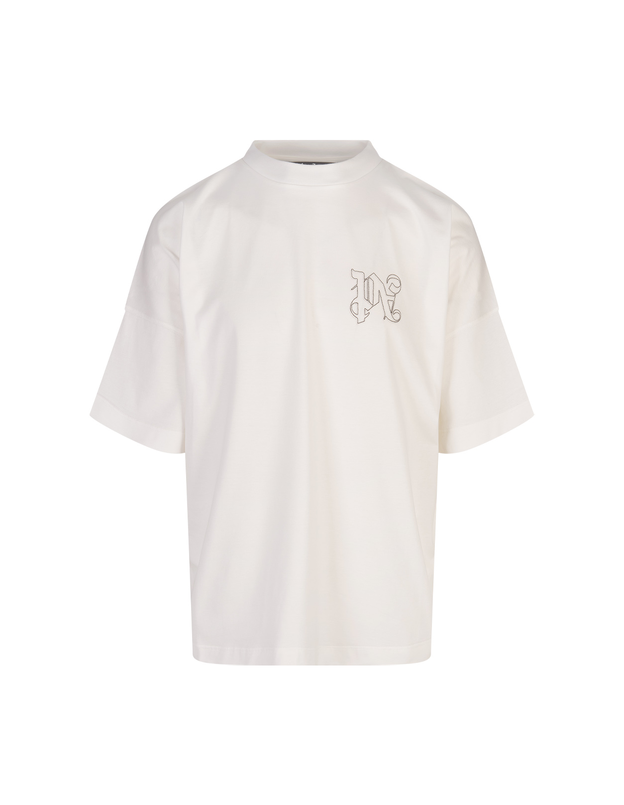 White T-shirt With Embroidered Monogram