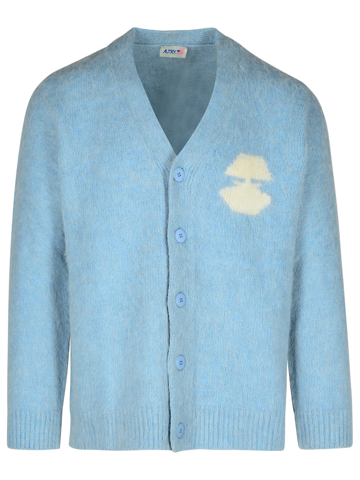 Light Blue Wool Blend Cardigan