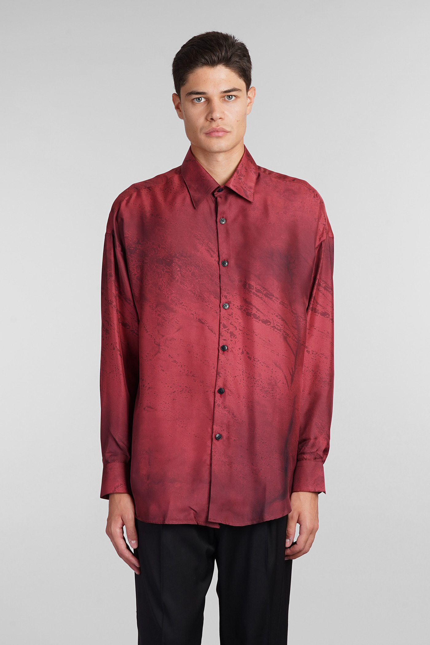 Valentino Shirt In Bordeaux Silk