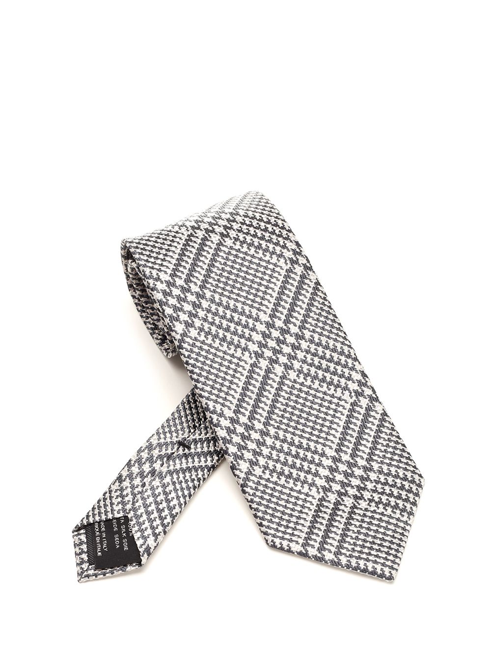 Grey Prince Of Wales Silk Tie