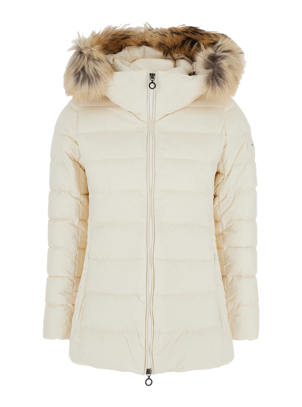 oslava White Hooded Down Jacket With Zip In Nylon Woman