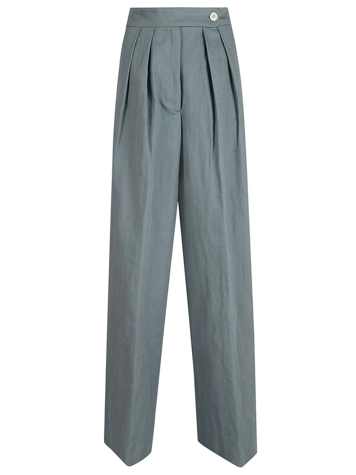 Pleated Straight-leg Trousers