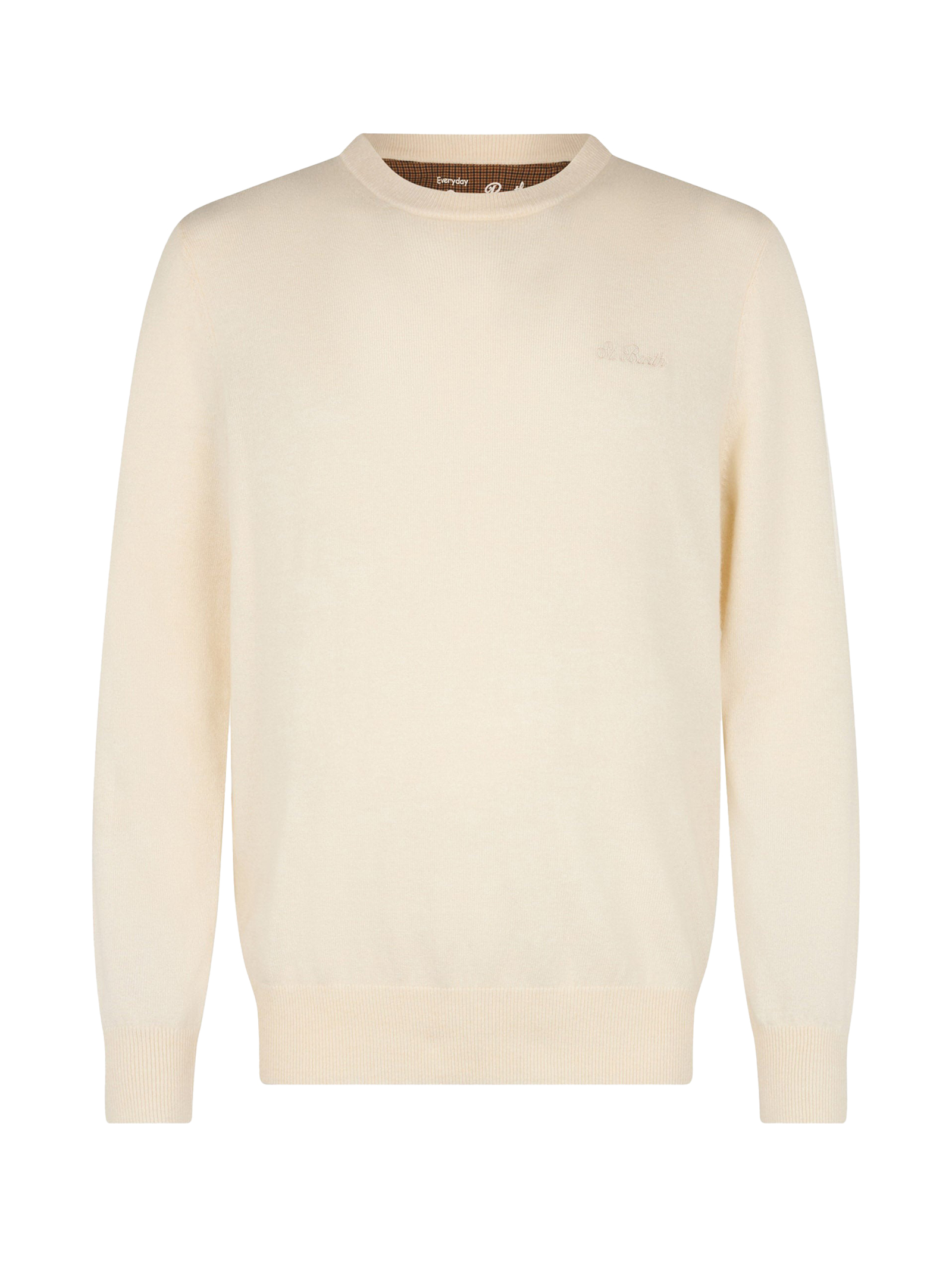 Off White Stretch Crewneck Sweater