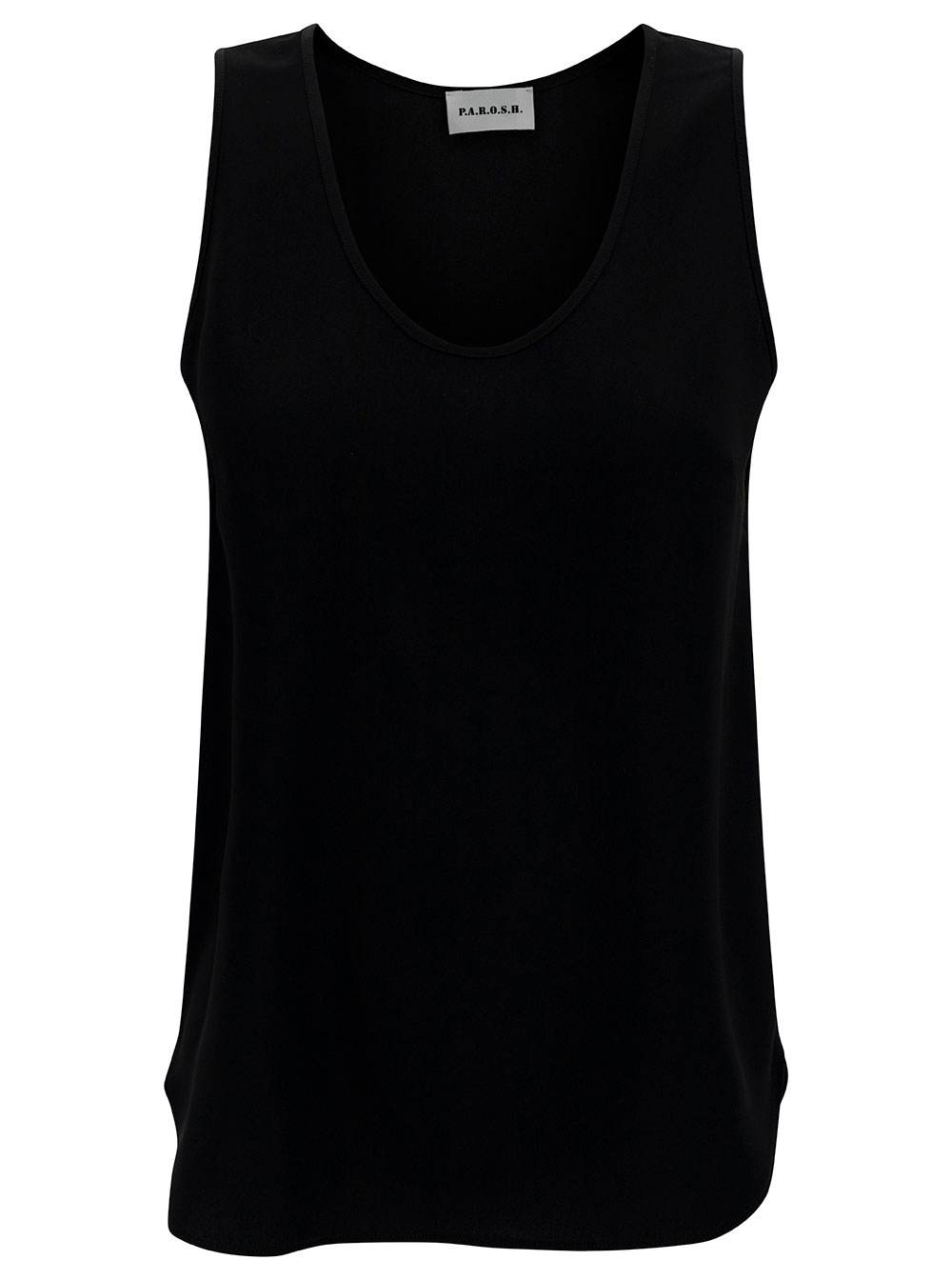 Parosh Black Tank Top With Plunging U Neckline In Polyamide Woman