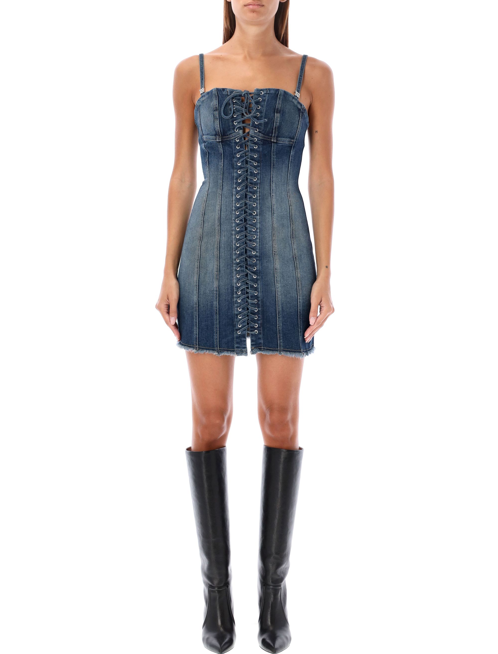 Lara Laced Denim Mini Dress