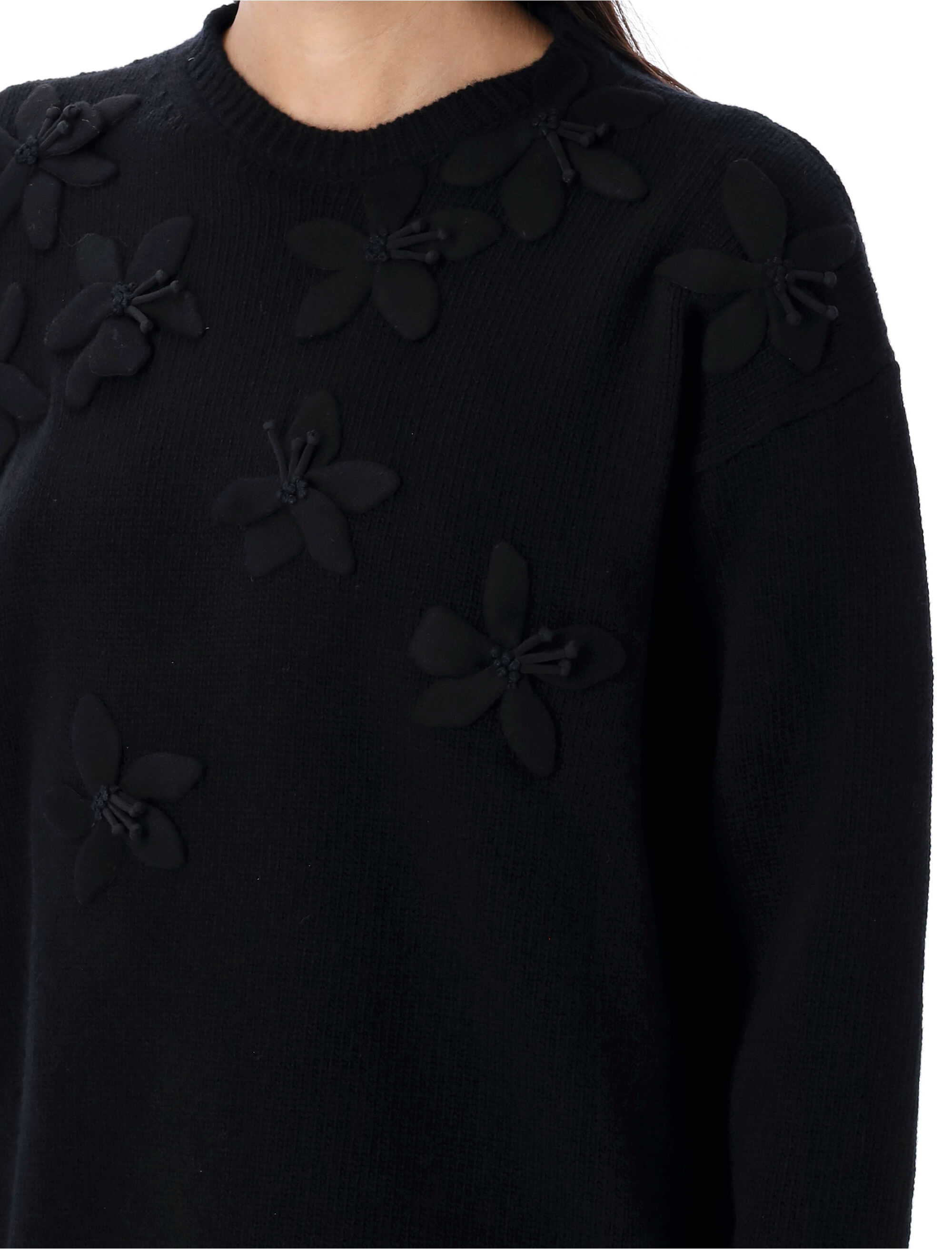 Shop Valentino Embroidered Wool Sweater In Nero