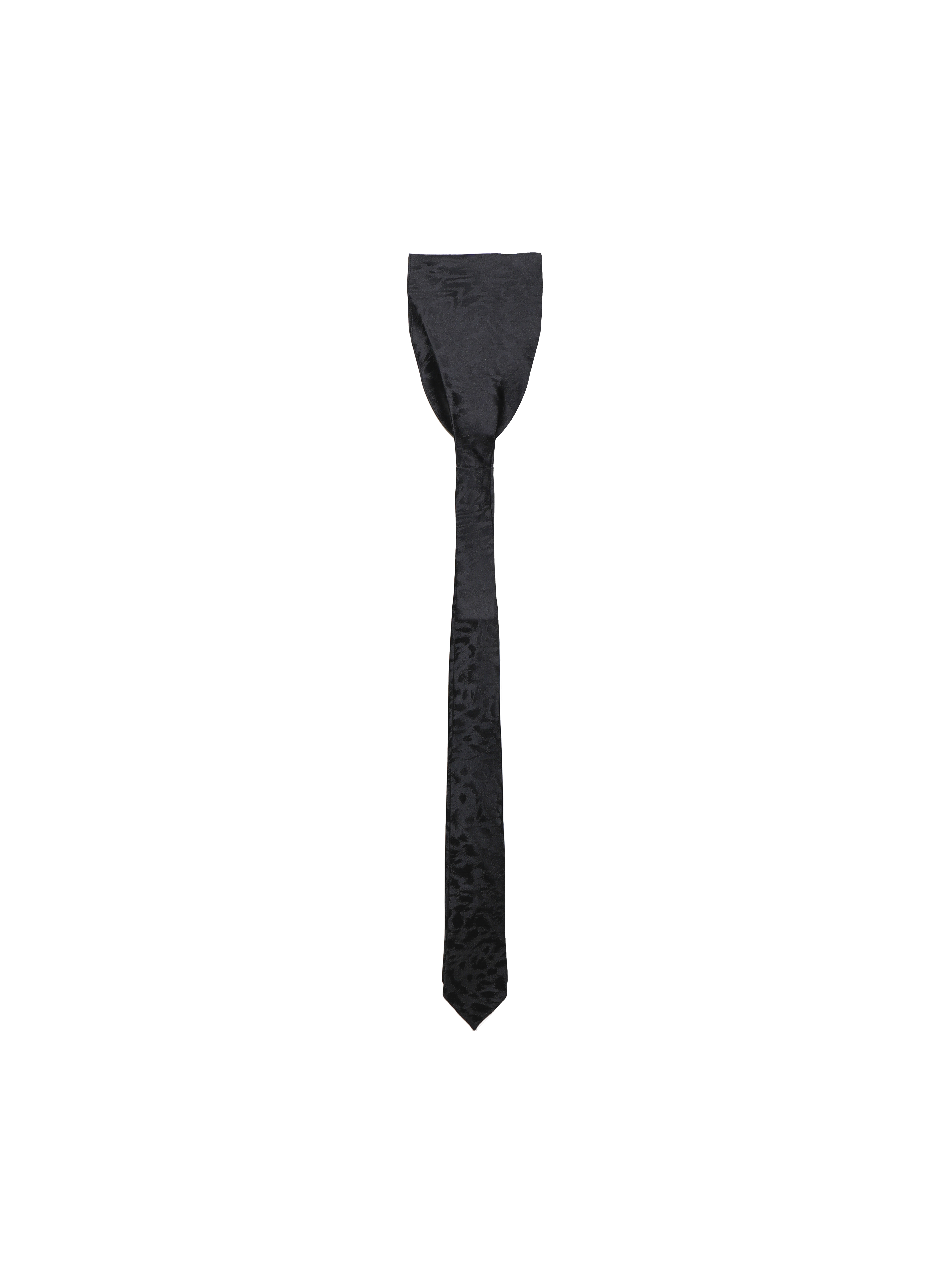 Black Tapered Tie With All-over Leopard Motif In Silk Man