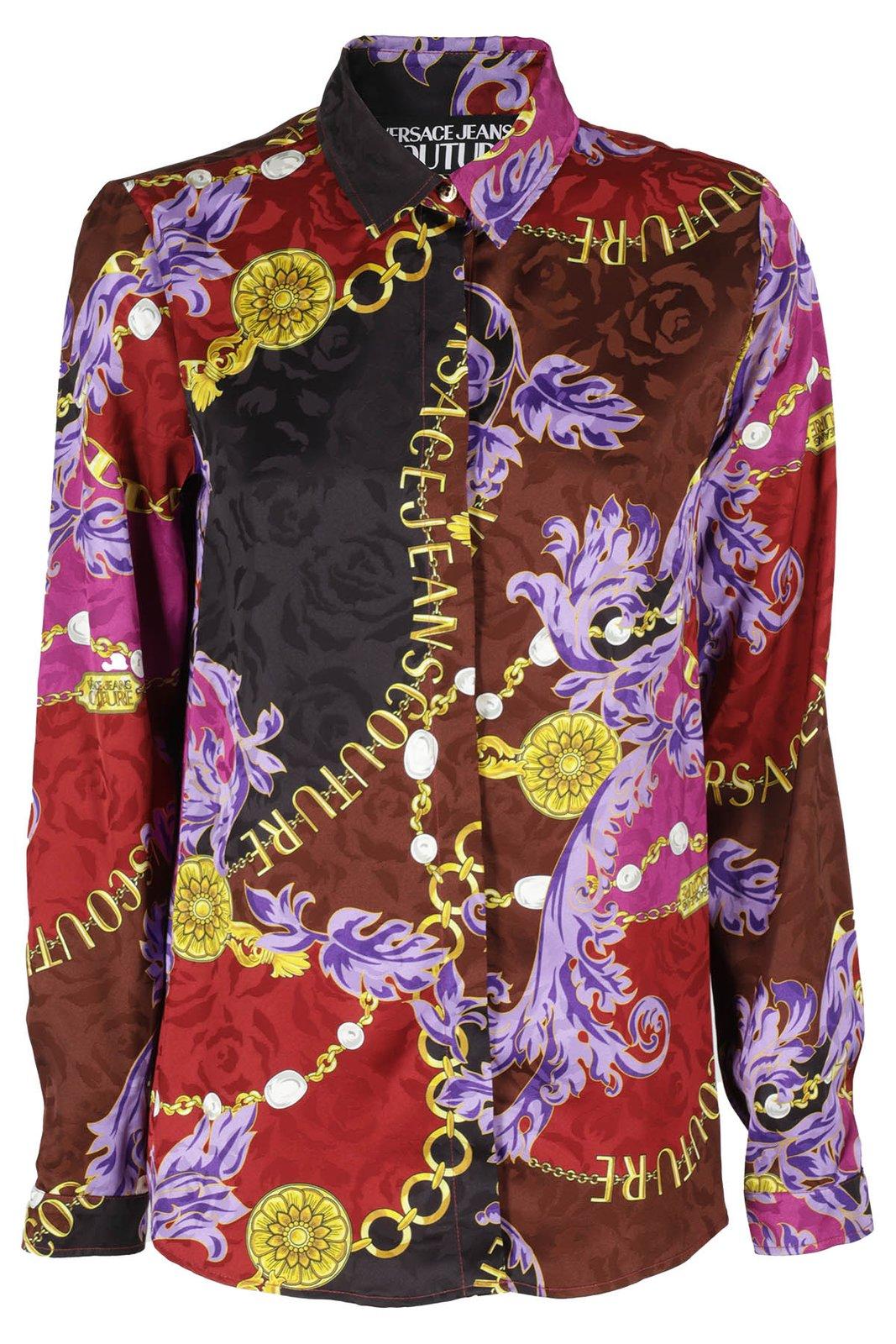 Logo Couture Printed Button-up Blouse