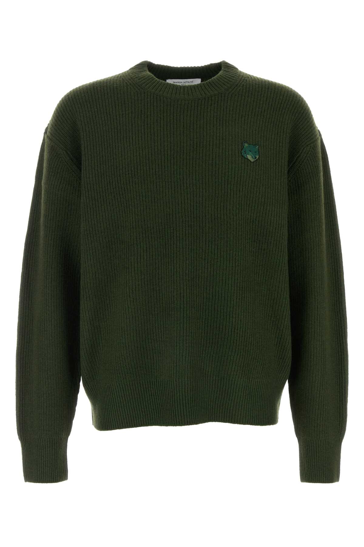 Maison Kitsuné Olive Green Wool Blend Sweater