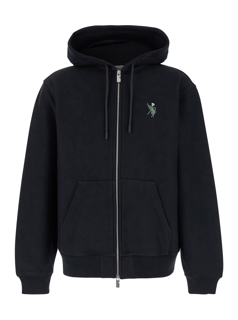 Black Hoodie With Embroidered Logo On The Rear In Cotton Man