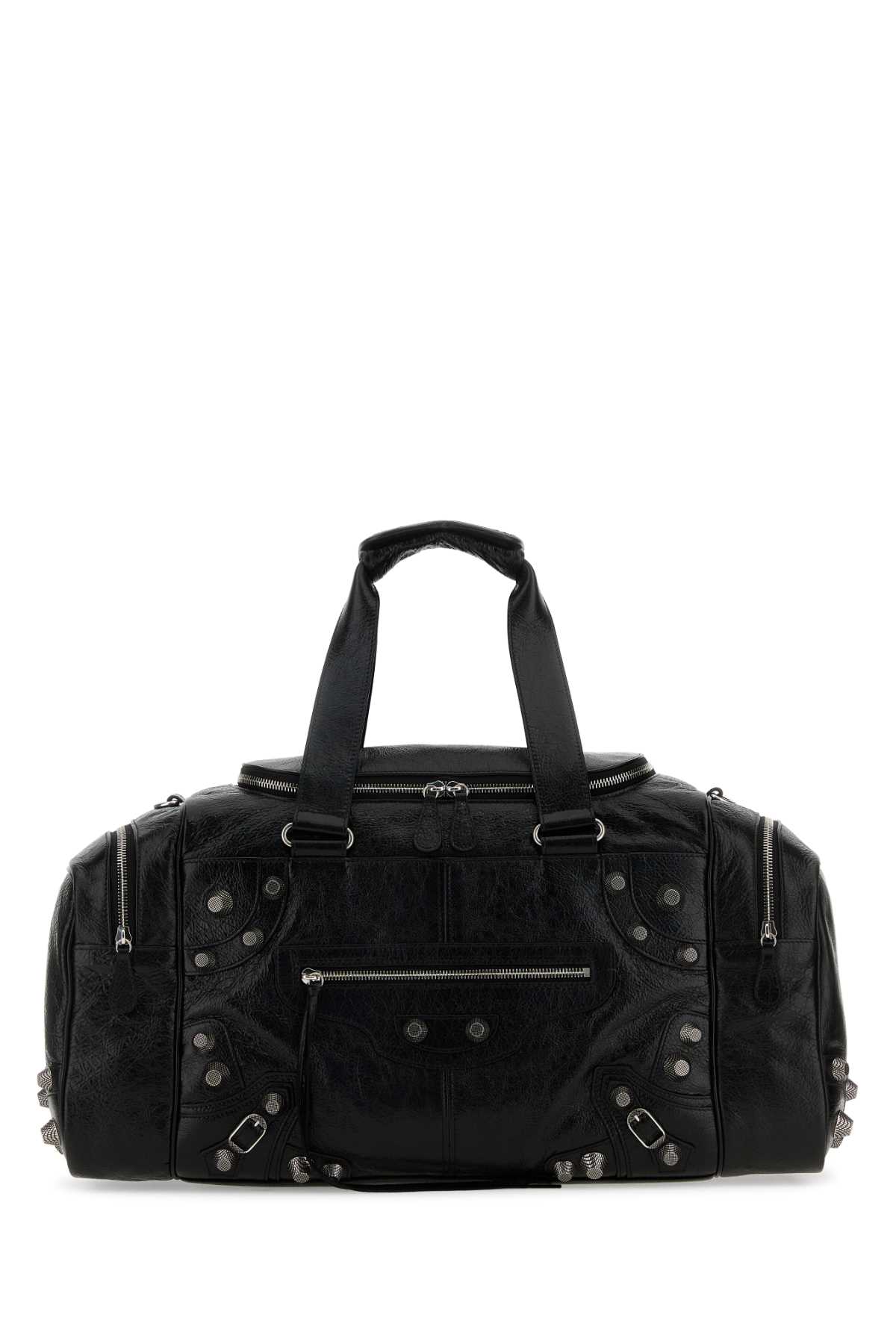 Black Leather Le Cagole Travel Bag