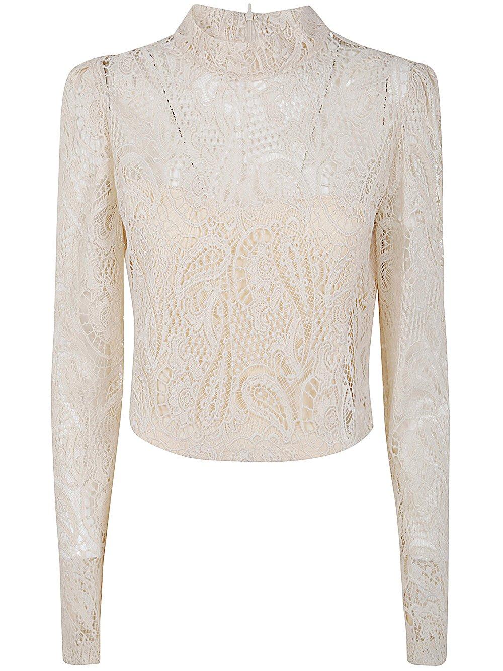 Macramé Lace Cropped Blouse TwinSet