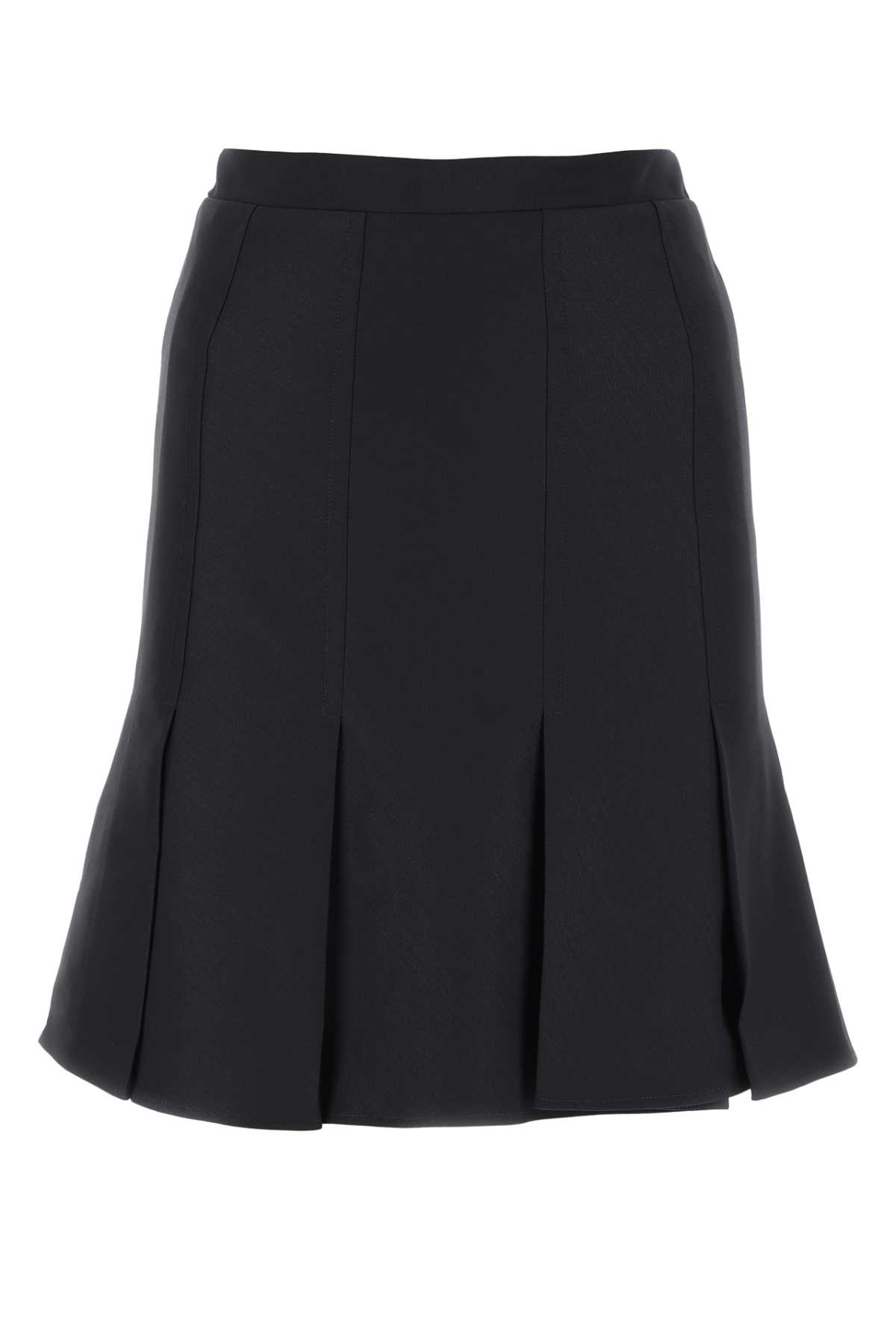 Midnight Blue Stretch Wool Mini Skirt