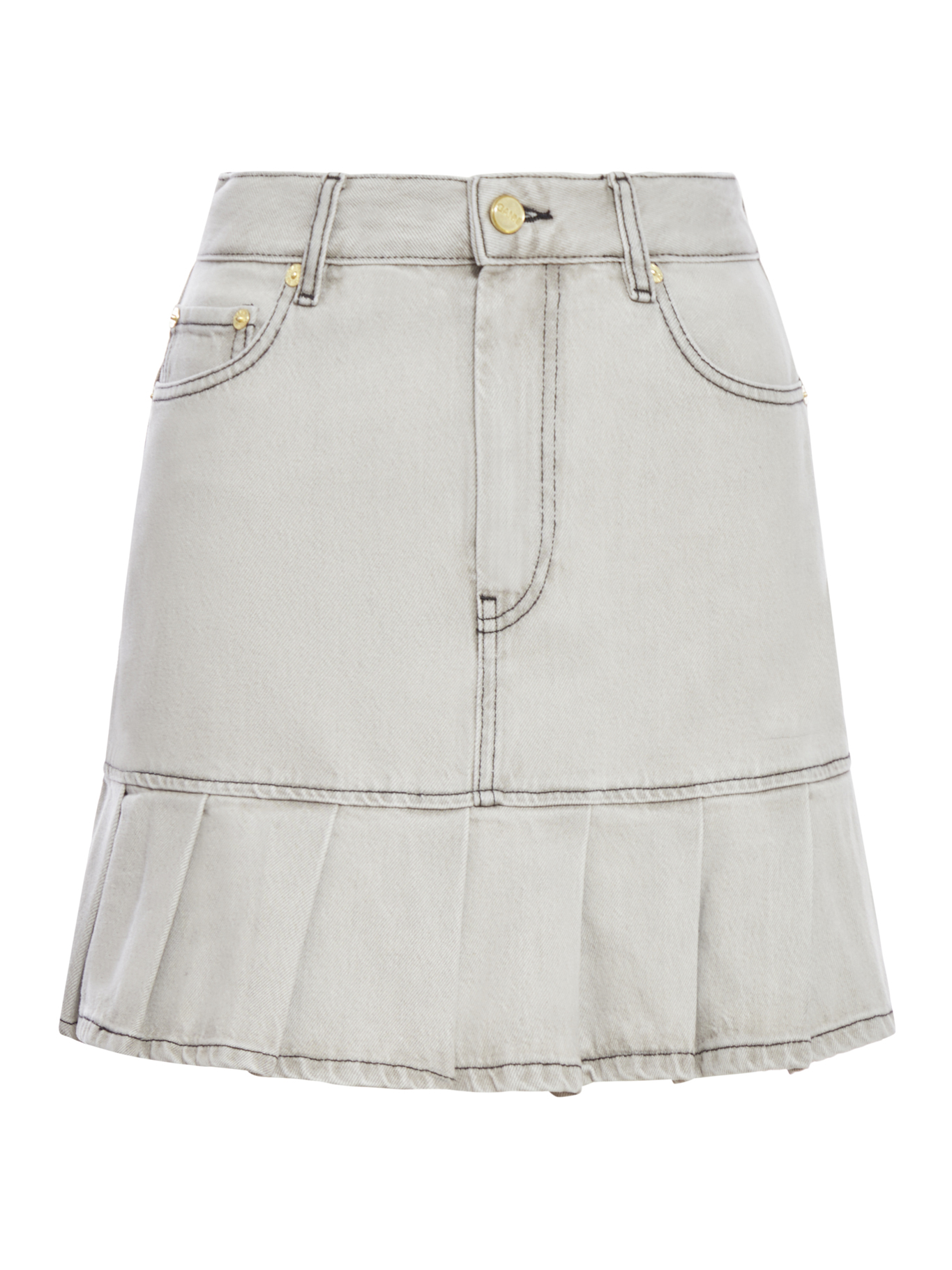 Grey Future Denim Pleated Mini Skirt