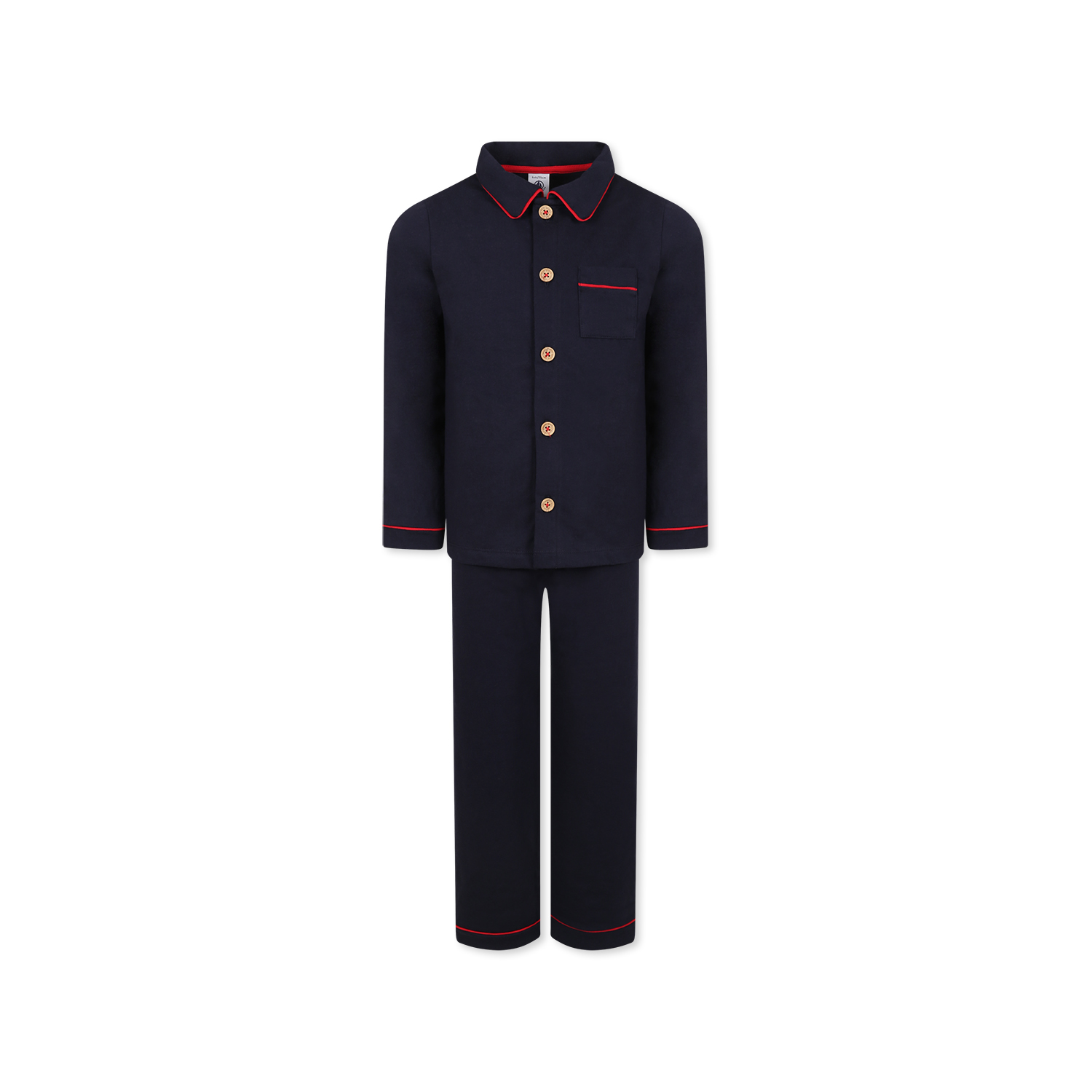 Petit Bateau Pajamas With Red Details In Blue