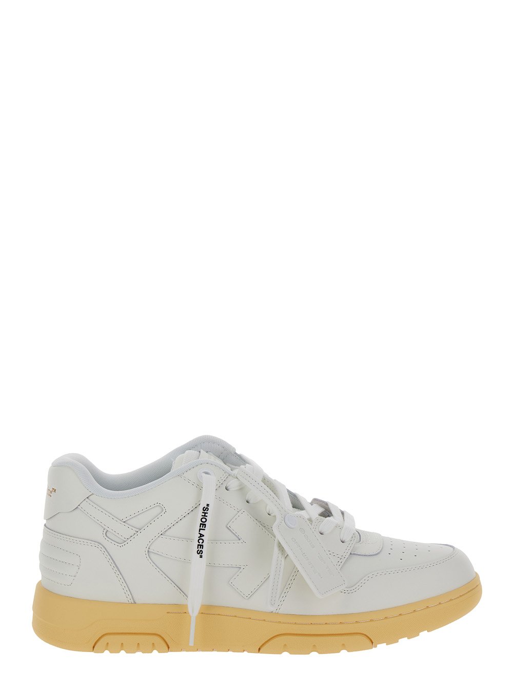 out Of Office White Low Top Sneakers With Arrow Motif In Leather Man