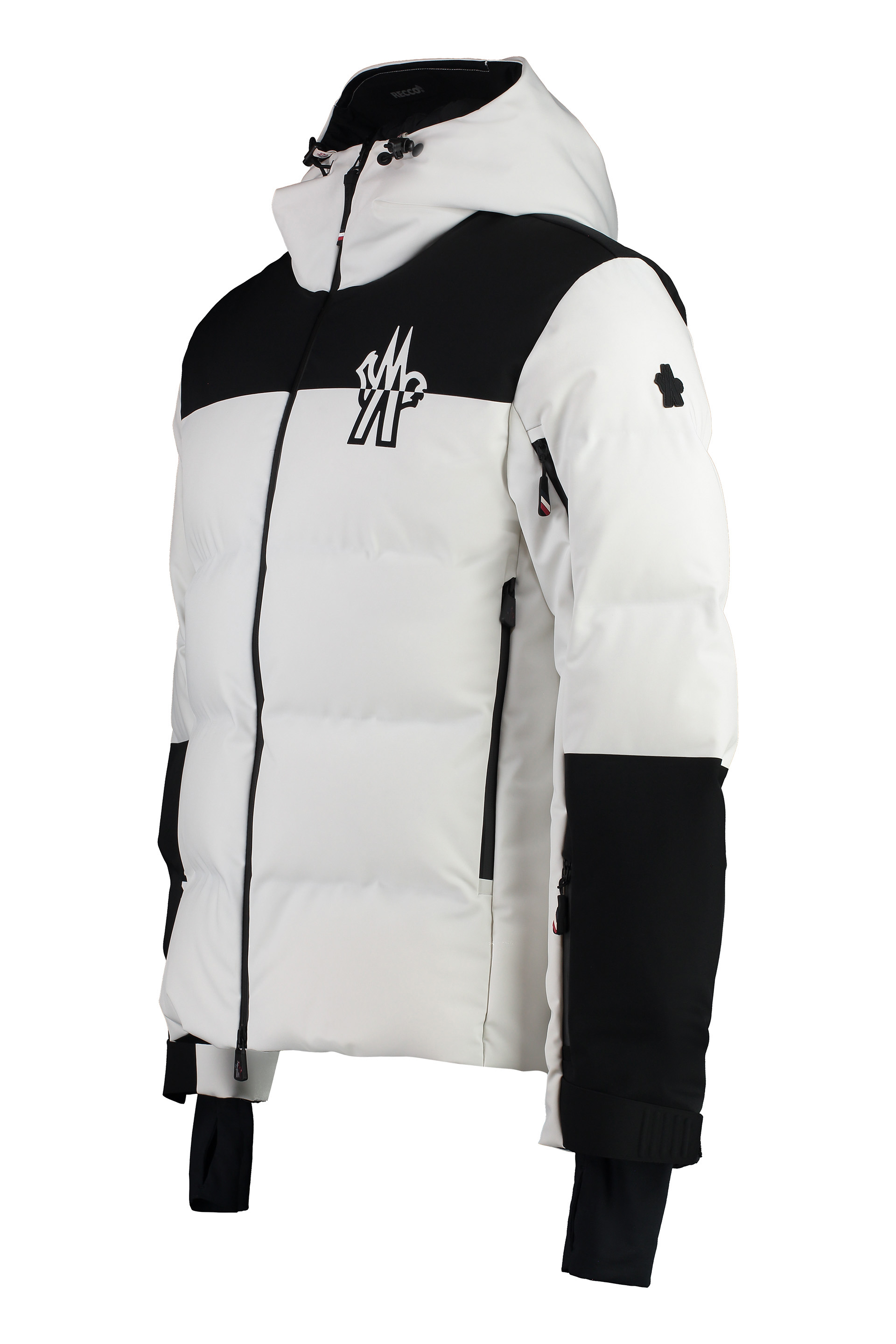 Moncler Colour-block Hooded Puffer Jacker In Bianco