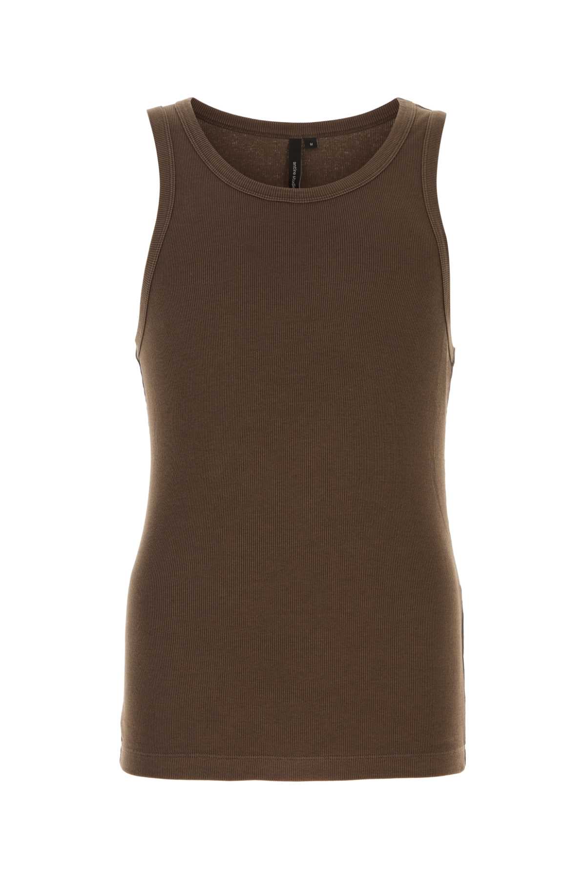 Brown Stretch Cotton Tank Top