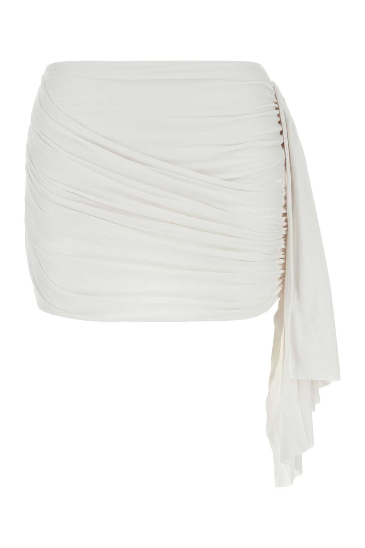 White Stretch Viscose Oceano Mini Skirt