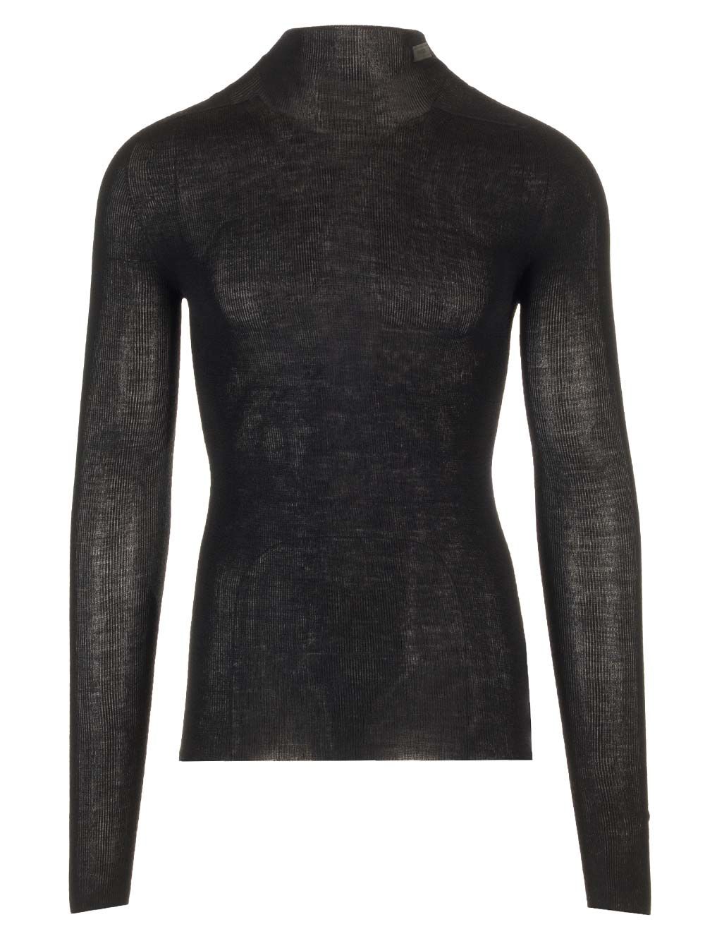 Fitted Ribbed Merino Wool Knit Top