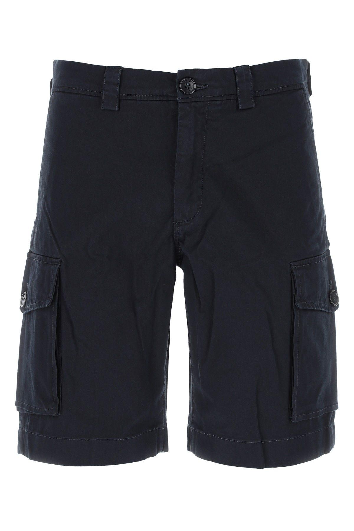 Navy Blue Stretch Cotton Bermuda Shorts