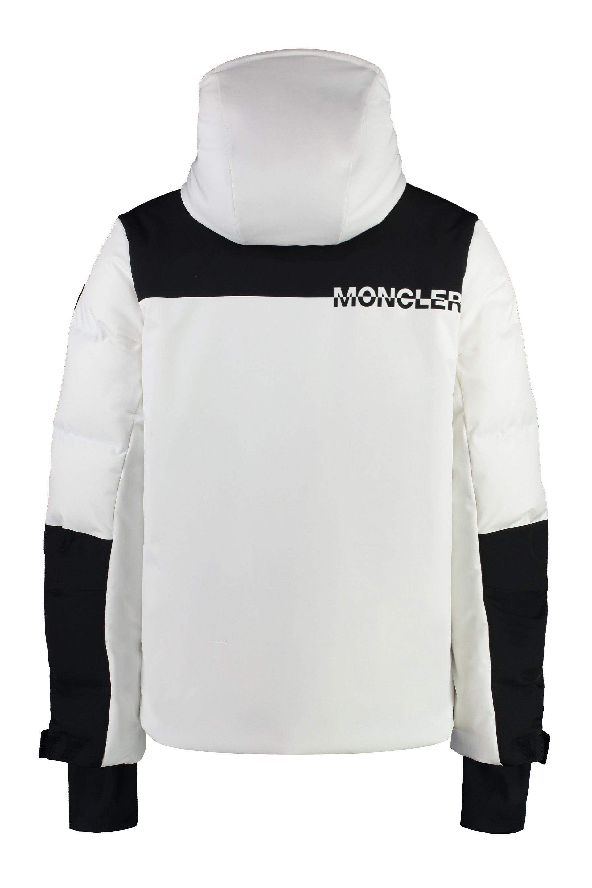 Moncler Colour-block Hooded Puffer Jacker In Bianco