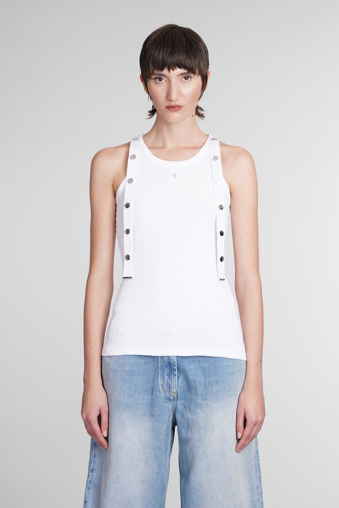 Logo Patch Ribbed Jersey Tank Top