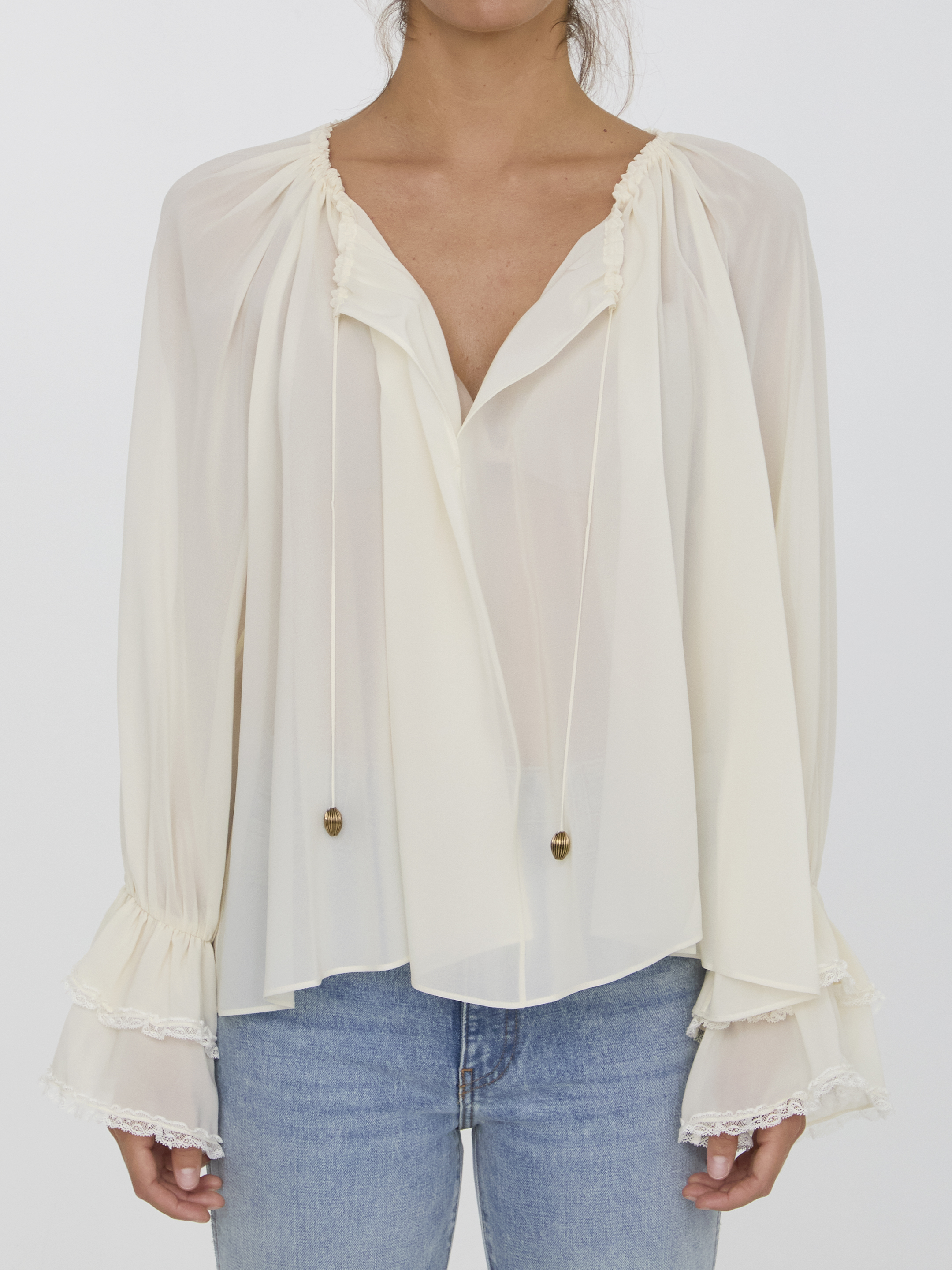 Chloé Gathered Top In Silk