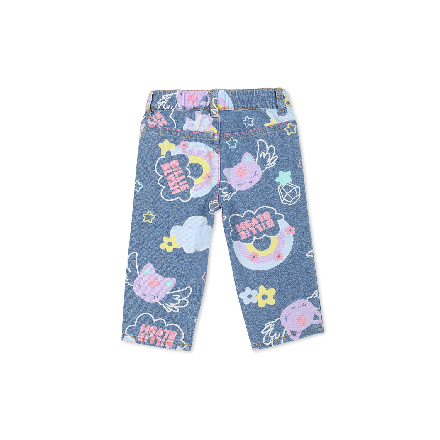 Billieblush Blue Jeans For Baby Girl With Rainbow In Denim
