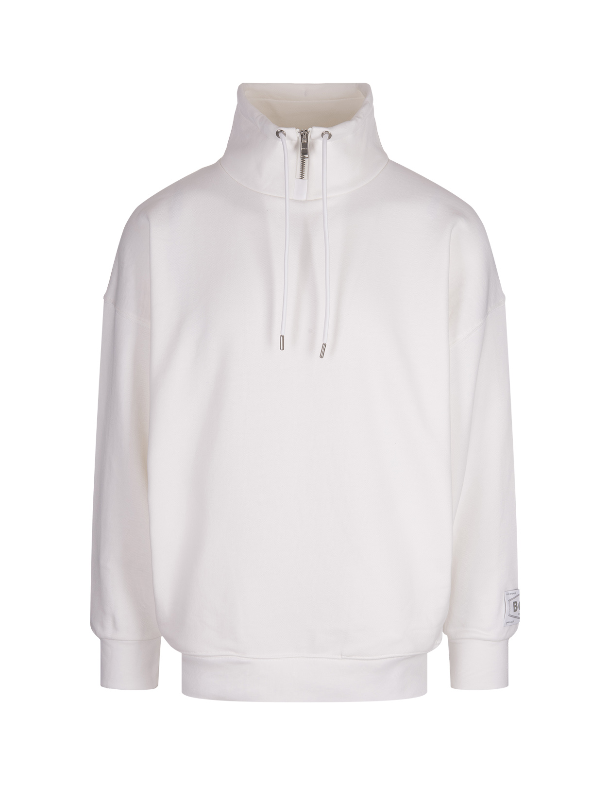 White High Neck Sweatshirt With Logo Patch