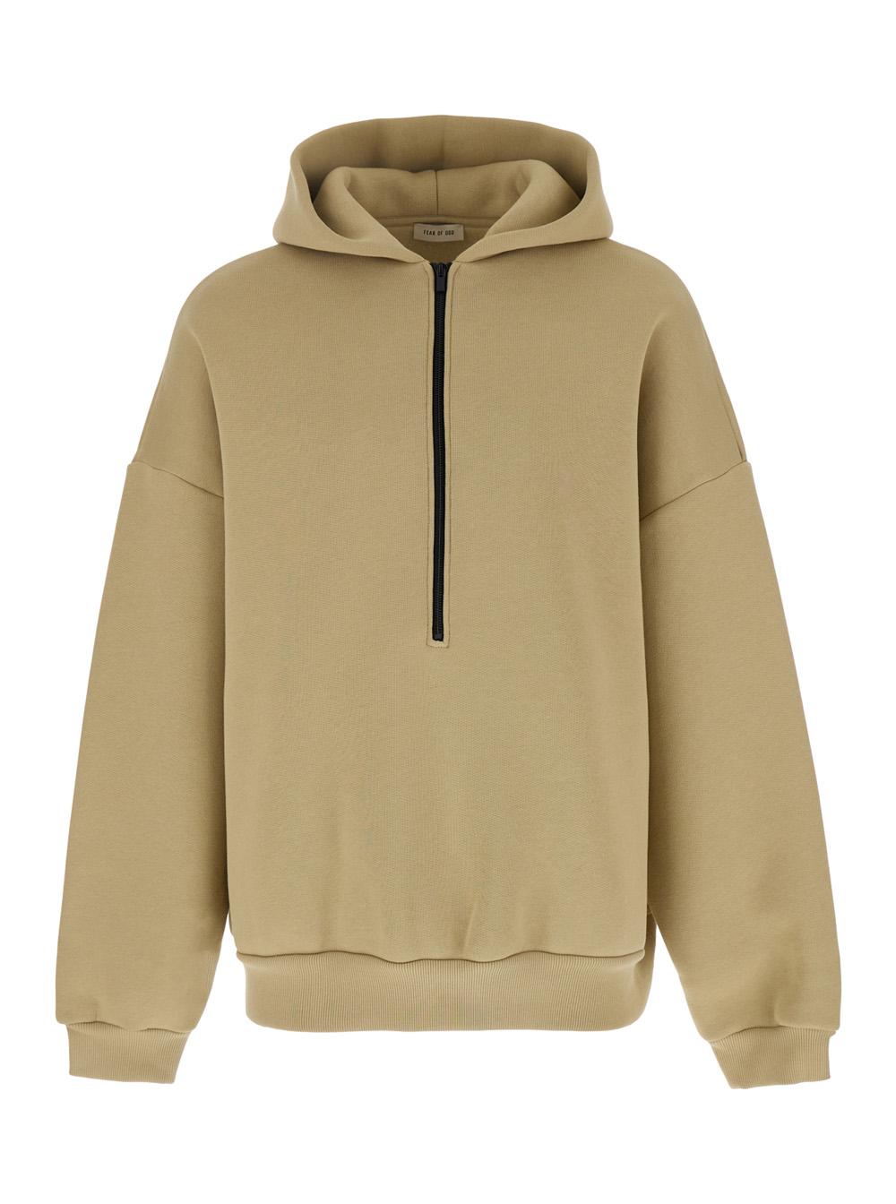 Beige Hoodie With Front Zip Closure In Cotton Blend Man