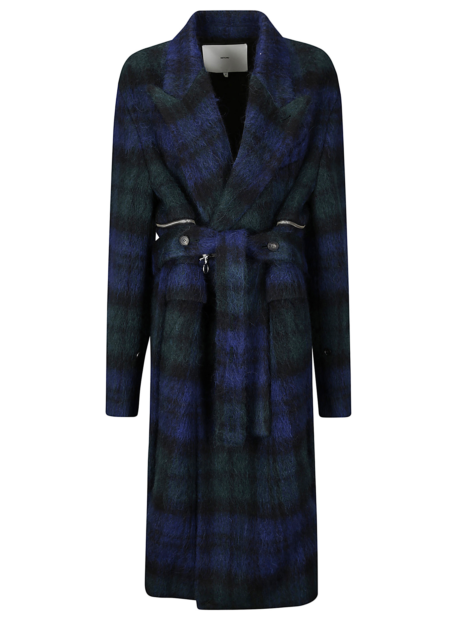 Double Zip Coat Long Tartan