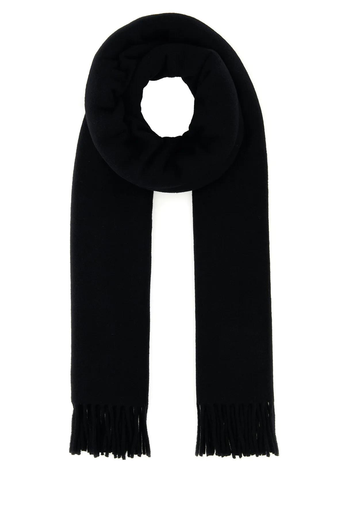 Maison Kitsuné Black Wool Scarf