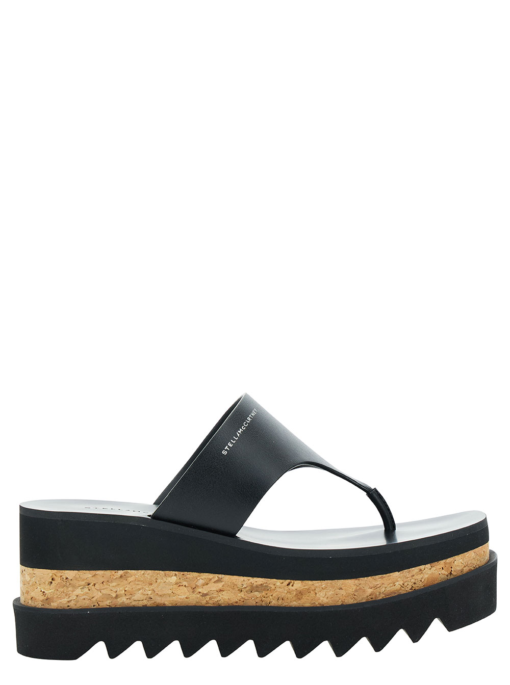 Black Thong Sandals With Sneak-elyse Platform In Eco Leather Woman