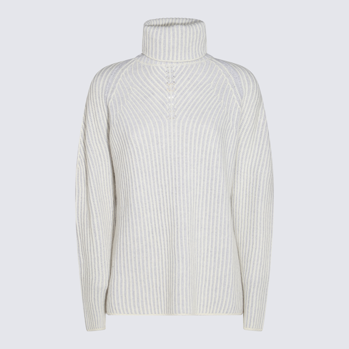 White Grey Wool Knitwear